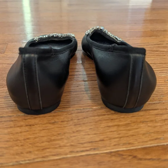 Badgley Mischka Black Crystal Embellished Flats - Picture 3 of 3